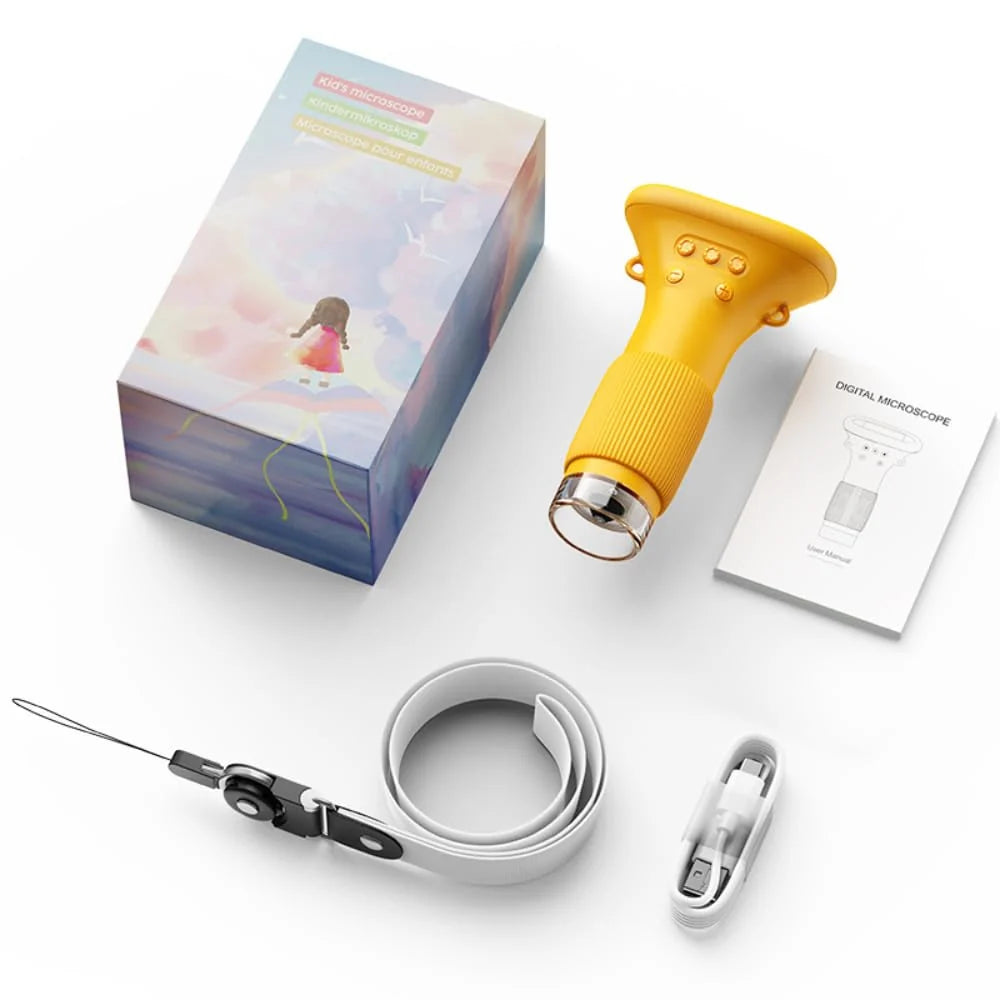 Kids Microscope - 1000X Buggy Lens Portable Microscope for Kids, Photo & Video Miniscope Pocket Microscope Toy, 2'' Digital Screen | Ideal for Boys & Girls Age 3-12