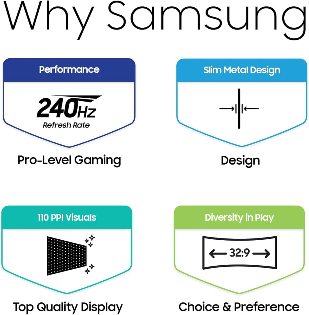 Samsung 49" Odyssey (G93SC) Series QD-OLED Curved Gaming Monitor | 240Hz, 0.03Ms, DQHD, G-Sync Compatible, Freesync Premium Pro, Adjustable Stand (LS49CG932SNXZA)