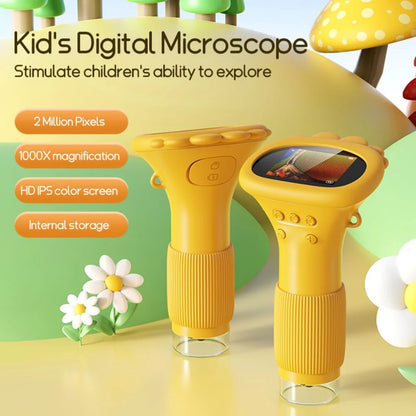 Kids Microscope - 1000X Buggy Lens Portable Microscope for Kids, Photo & Video Miniscope Pocket Microscope Toy, 2'' Digital Screen | Ideal for Boys & Girls Age 3-12