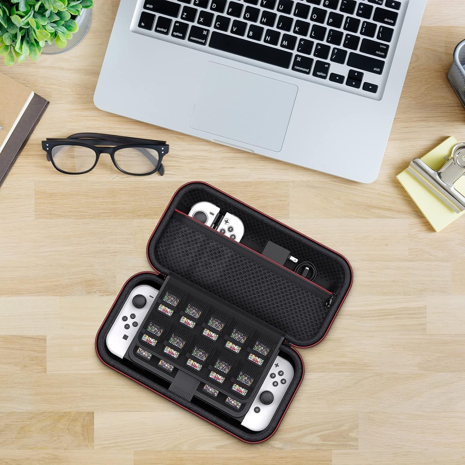 Carrying Storage Case for NS Switch/Switch OLED Model, Switch Accessories Bundle Include Switch Hard Shell Case, Thumb Caps and Switch OLED Protective Cover, Screen Protector
