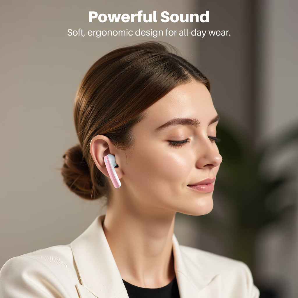 Wireless Earbuds, Bluetooth Headphones with Noise Cancelling Mic, 50H Playtime with LED Display, USB-C & Wireless Charging, IPX7 Waterproof in Earphones for Sports, Workout, Travel (Pink)