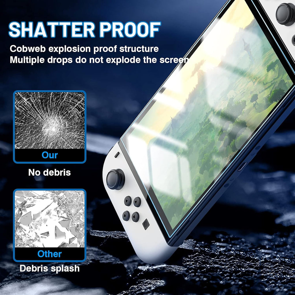 Tempered Glass Screen Protector 3 Pack for Switch OLED Model 2021 New with Transparent HD Clear Screen Protector for Switch OLED 7'' anti Scratch Bubble Free Design - 3 Pack
