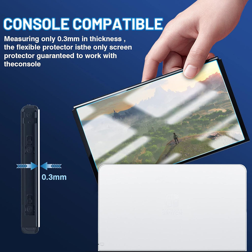 Tempered Glass Screen Protector 3 Pack for Switch OLED Model 2021 New with Transparent HD Clear Screen Protector for Switch OLED 7'' anti Scratch Bubble Free Design - 3 Pack