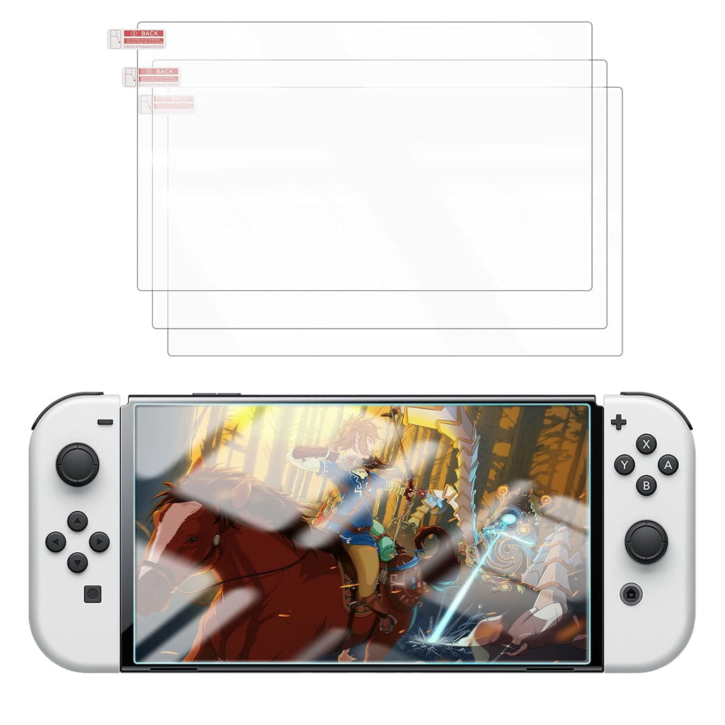 Tempered Glass Screen Protector 3 Pack for Switch OLED Model 2021 New with Transparent HD Clear Screen Protector for Switch OLED 7'' anti Scratch Bubble Free Design - 3 Pack