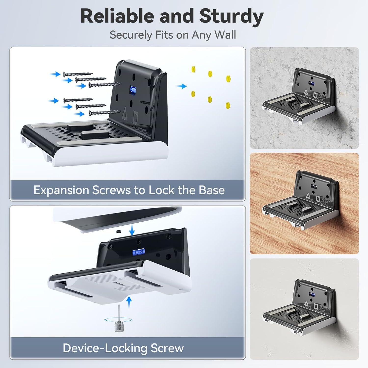 P5 Wall Mount Kit with Controller Holder Compatible with P5/Slim/Pro Disc & Digital, Pa5 Mount Floating for Gaming Accessories, Compact Pa5 Vertical Wall Shelf Organizer Bracket with Headphone Hook