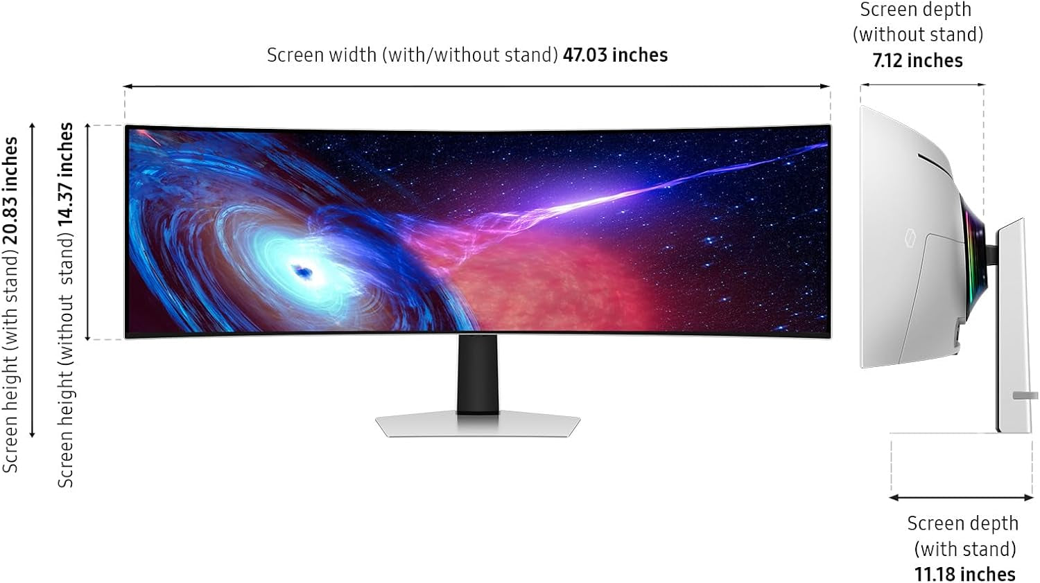 Samsung 49" Odyssey (G93SC) Series QD-OLED Curved Gaming Monitor | 240Hz, 0.03Ms, DQHD, G-Sync Compatible, Freesync Premium Pro, Adjustable Stand (LS49CG932SNXZA)