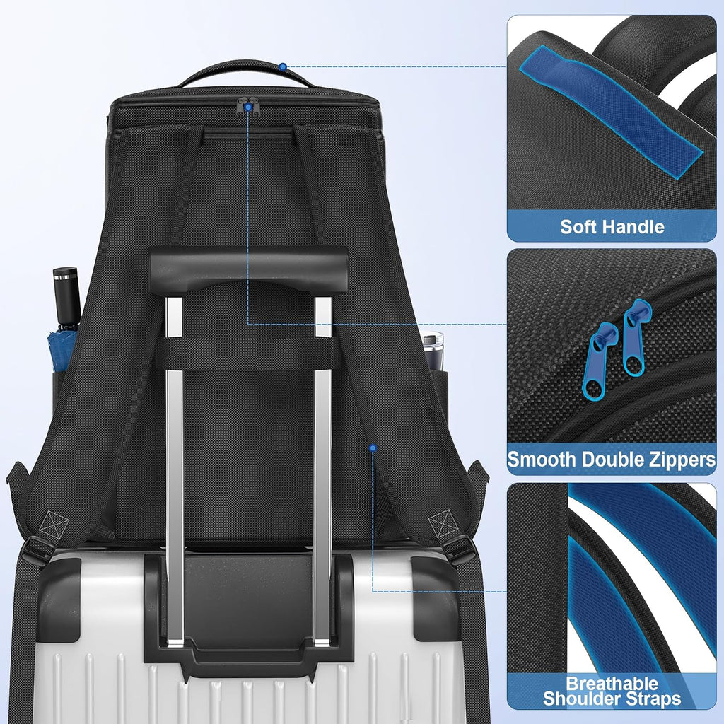 Backpack for PS5/ Slim/ Pro Console, Fully Zip-Open PS5 Carrying Case Travel Bag, Large Capacity PS 5 Storage Bag for Dual Controllers,Ps Portal, Laptop, Game Cards, Backpack with 3 Cable Pouch,Black