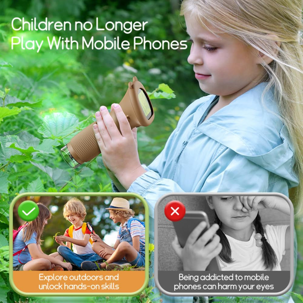 Kids Microscope - 1000X Buggy Lens Portable Microscope for Kids, Photo & Video Miniscope Pocket Microscope Toy, 2'' Digital Screen | Ideal for Boys & Girls Age 3-12